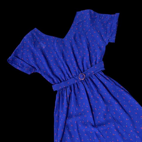 KR Of NY Dresses & Skirts - Vintage Purple Dress 90s Sheer Shoulder Pad Belt Size 11/12 KR Of NY USA Floral